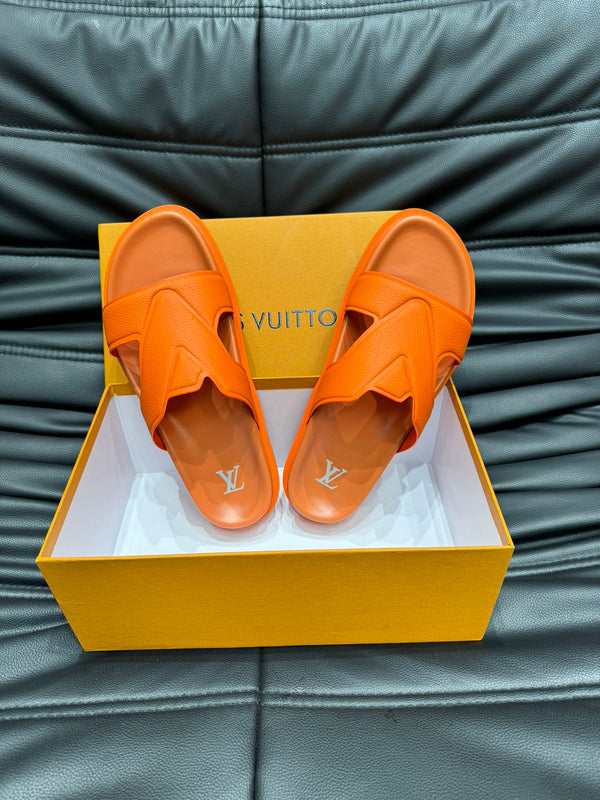 LV OASIS MULE IN CARROT ORANGE CALFSKIN