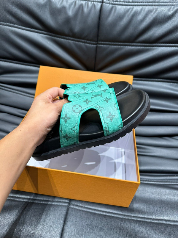 LV OASIS MULE IN SEA GREEN MONOGRAM CALFSKIN