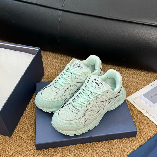 Sneaker CD e Stone Island B30 in pelle di vacchetta turchese chiaro e tessuto a rete in poliestere