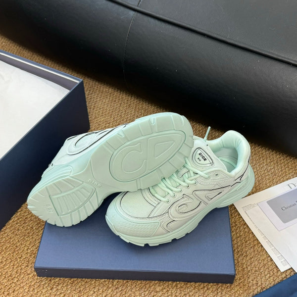 Sneaker CD e Stone Island B30 in pelle di vacchetta turchese chiaro e tessuto a rete in poliestere