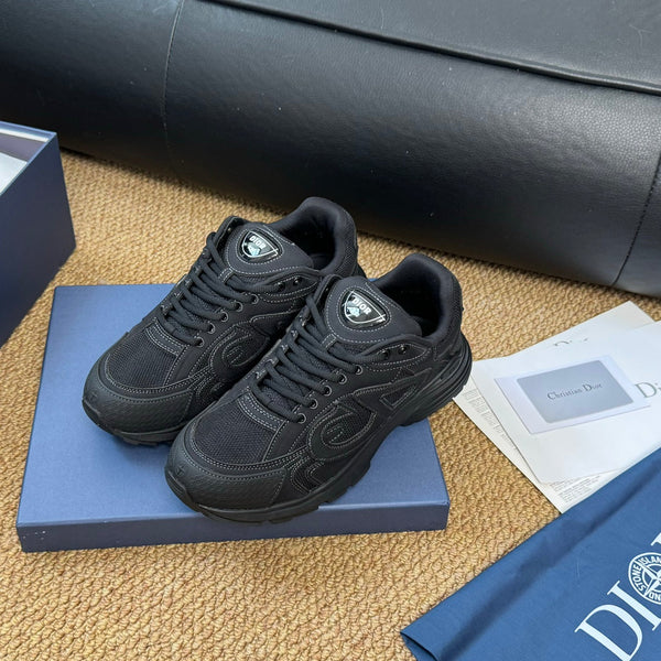 CD And Stone Island B30 Sneaker Black Cowhide And Polyester Mesh Fabric