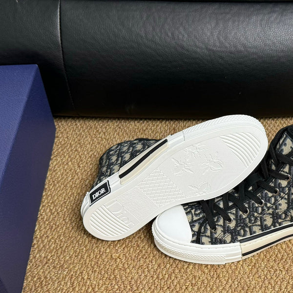 CD B23 High-Top Sneaker White Black Oblique Jacquard Fabric