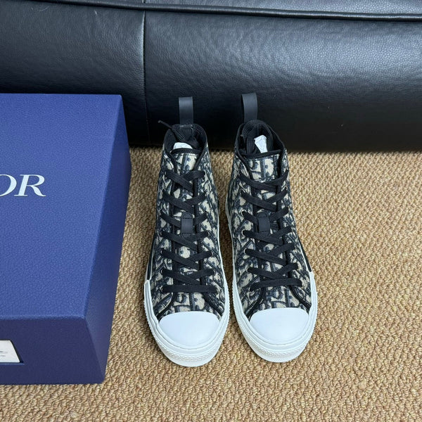 CD B23 High-Top Sneaker White Black Oblique Jacquard Fabric