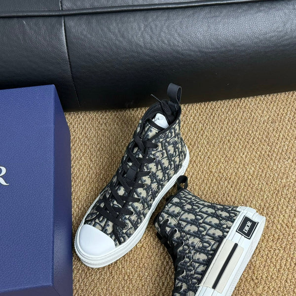 CD B23 High-Top Sneaker White Black Oblique Jacquard Fabric