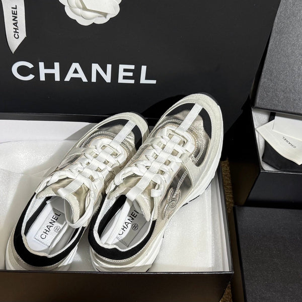 CC 25A Trainers Light Gold Black Cream Laminated Calfskin And Suede Calfskin 352120