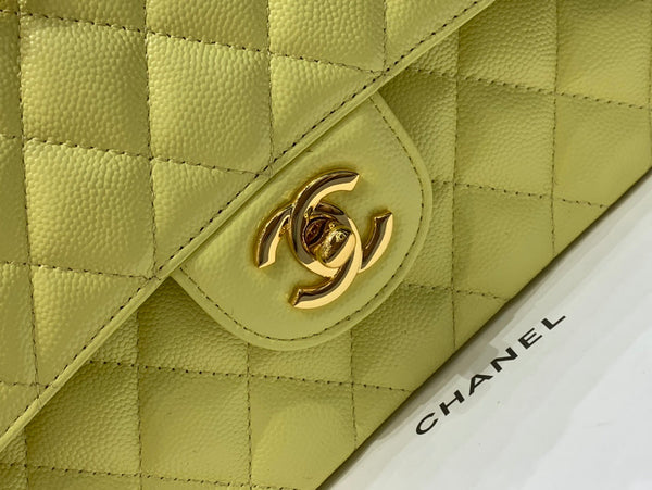 Small Classic Flap Bag 23cm Yellow Caviar Gold Hardware