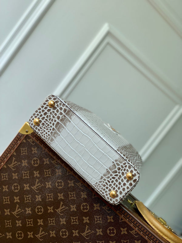 CAPUCINES BB 27 BIANCO GRIGIO TAURILLON ORO HARDWARE