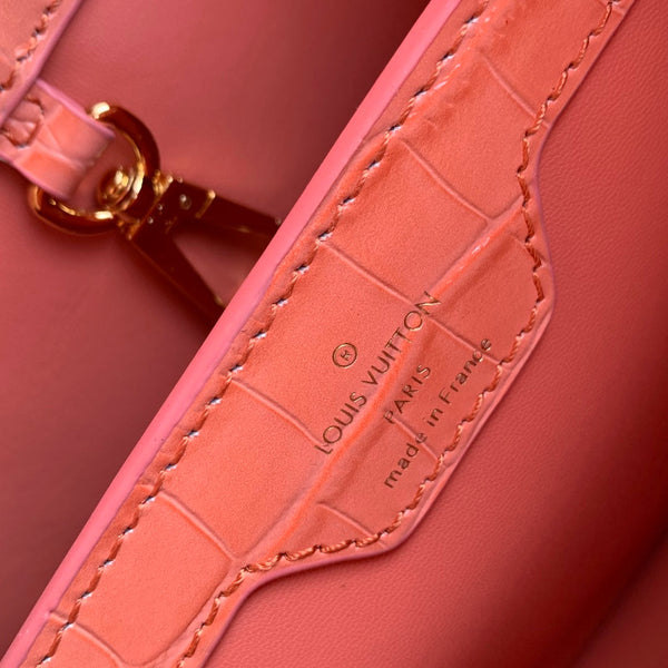 CAPUCINES BB 27 PINK ORANGE TAURILLON GOLD HARDWARE