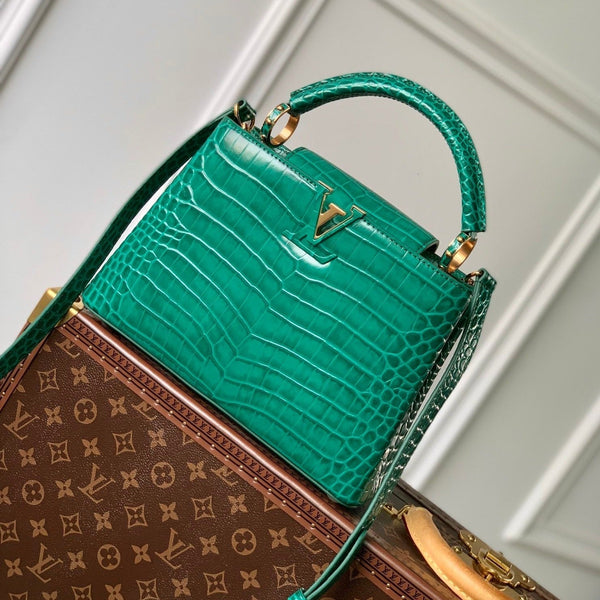 CAPUCINES BB 27 GREEN TAURILLON GOLD HARDWARE