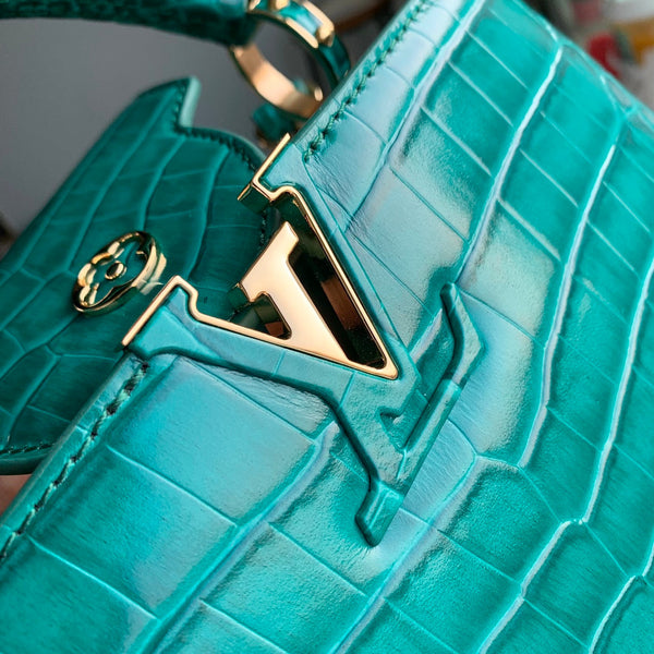 CAPUCINES BB 27 GREEN TAURILLON GOLD HARDWARE