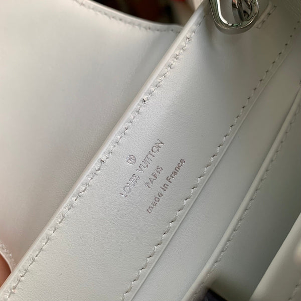 CAPUCINES MINI 21 PELLE DI VITELLO GOFFRATA COCCODRILLO BIANCA FERRAMENTA ARGENTO