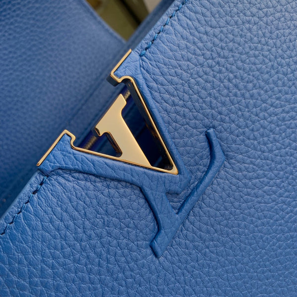 CAPUCINES MINI 21 COBALT BLUE TAURILLON GOLD HARDWARE