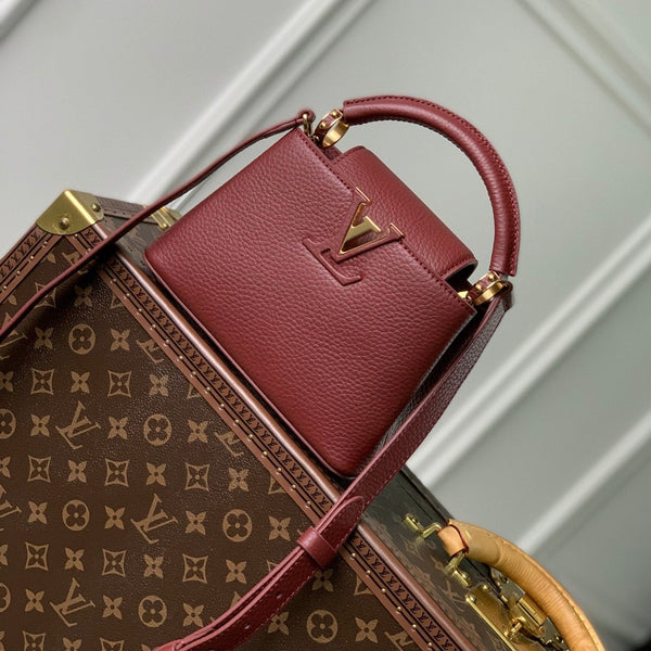 CAPUCINES MINI 21 BURGUNDY TAURILLON GOLD HARDWARE