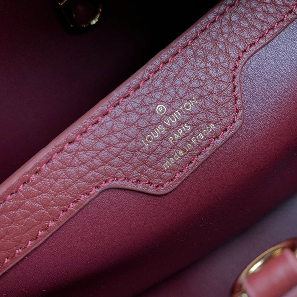 CAPUCINES BB 27 BURGUNDY TAURILLON MOP GOLD HARDWARE