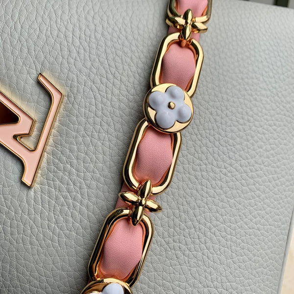 capucines mm 31.5 rock grey taurillon leather gold hardware