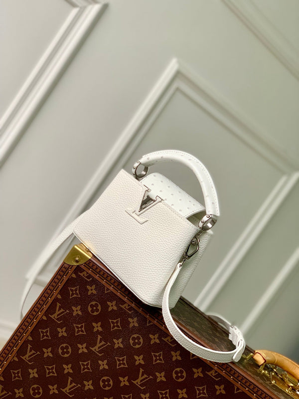 CAPUCINES MINI 21 WHITE TAURILLON SILVER HARDWARE