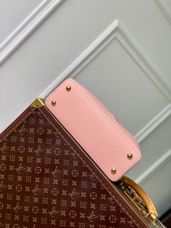 capucines mm 31.5 pelle taurillon rosa rose hardware dorato