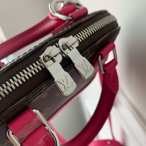 alma nano 18 monogram canvas pelle di vitello rosa scuro