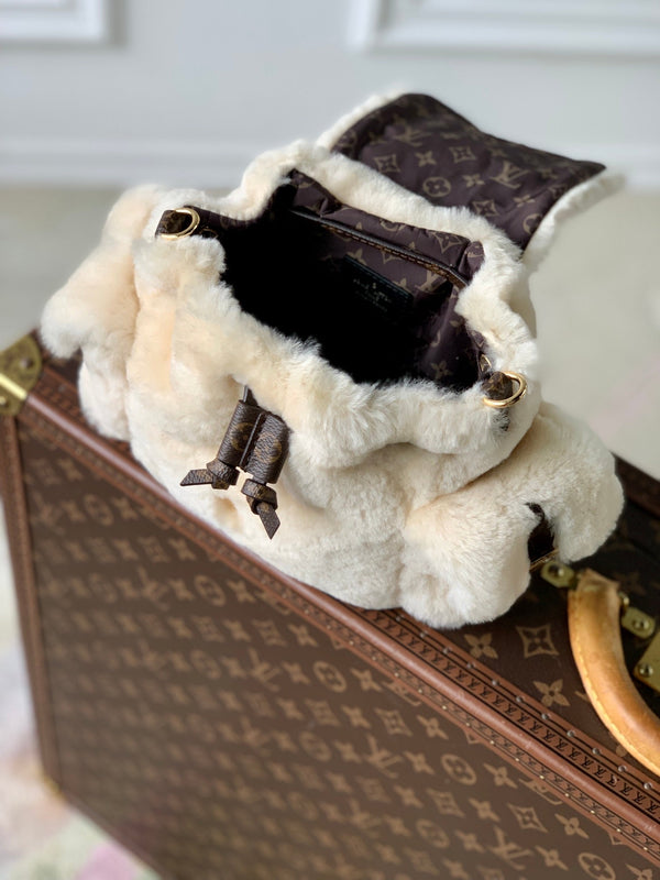 Lv Nano Teddy 25 Brown Monogram Wool