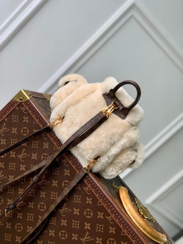 Lv Nano Teddy 25 Brown Monogram Wool