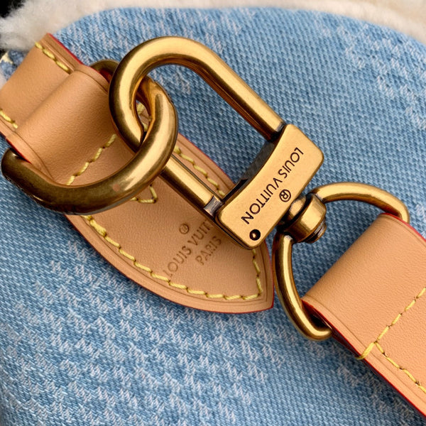 Lv Speedy 25 Bandouliere Beige Leather Denim Wool