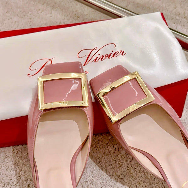 Viv Retro Modern Mules Pink Cowhide Leather 261717