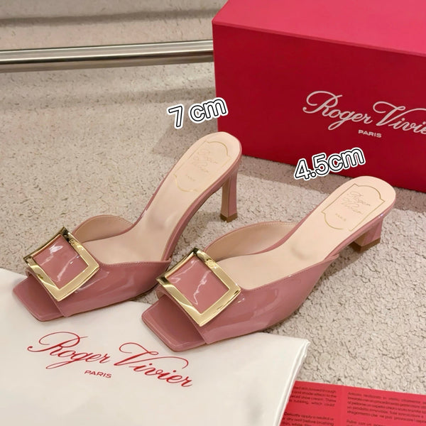 Viv Retro Modern Mules Pink Cowhide Leather 261717