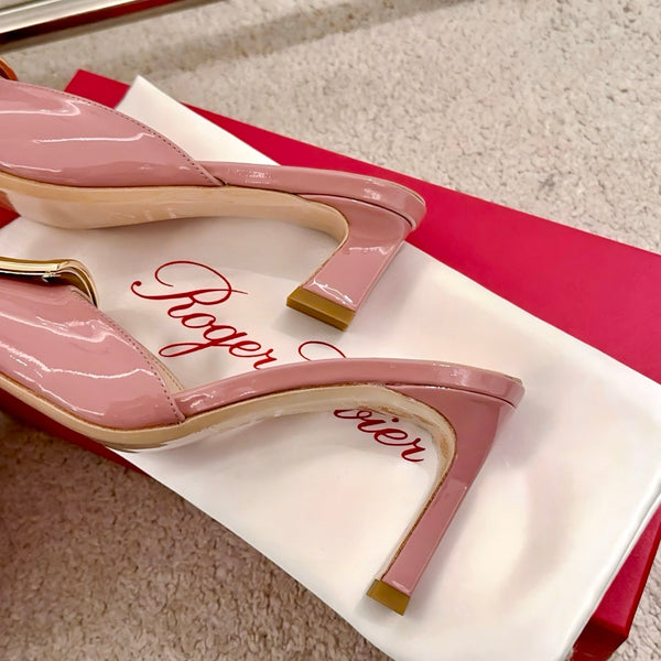 Viv Retro Modern Mules Pink Cowhide Leather 261717