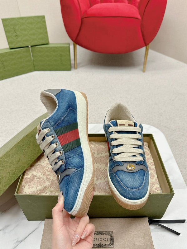 GG WOMEN'S SCREENER TRAINER AEGEAN CALFSKIN