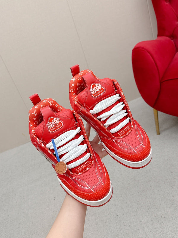 LV Skate Sneakers Orange Metallic and Perforated Calf Leather 528547