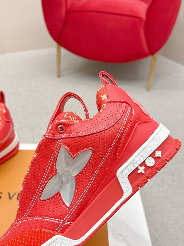 LV Skate Sneakers Orange Metallic and Perforated Calf Leather 528547
