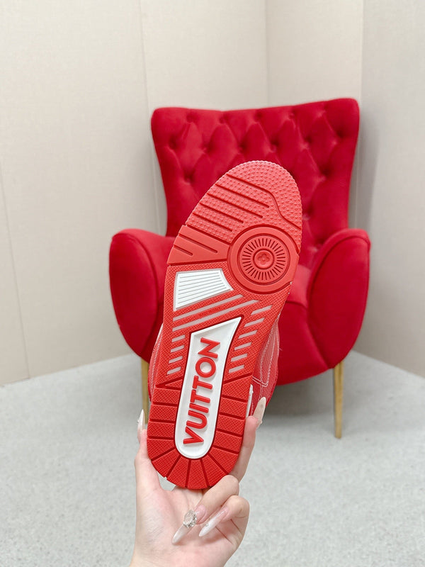 LV Skate Sneakers Orange Metallic and Perforated Calf Leather 528547