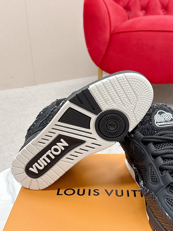 LV Trainer Sneaker Black Metallic Grained Metallic Calf Leather 528550