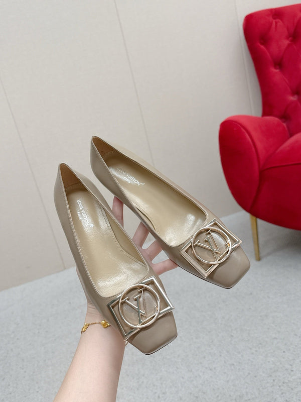 LV Madeleine High Heels Fuchsia Beige Leather 528578