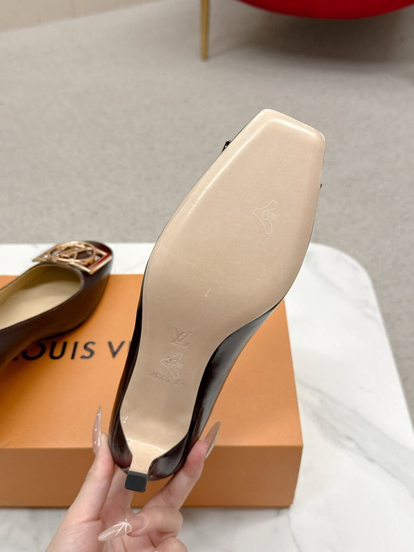 LV Madeleine High Heels Fuchsia Burgundy Leather 528579