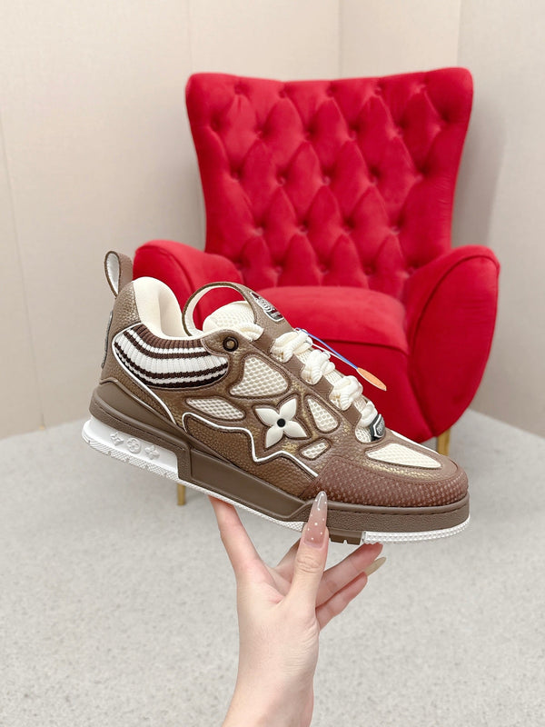 LV Trainer Sneaker Brown White Cowhide and Mesh 528555