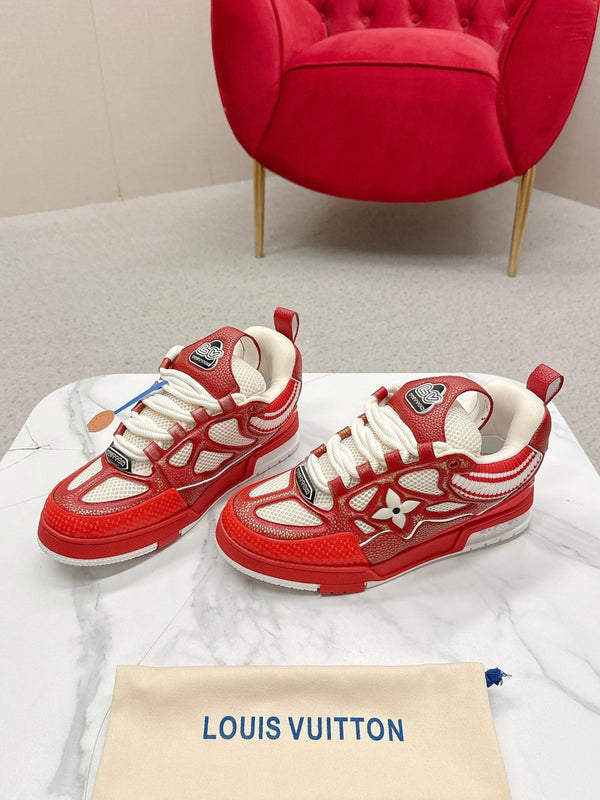 LV Trainer Sneaker Red White Cowhide and Mesh 528556