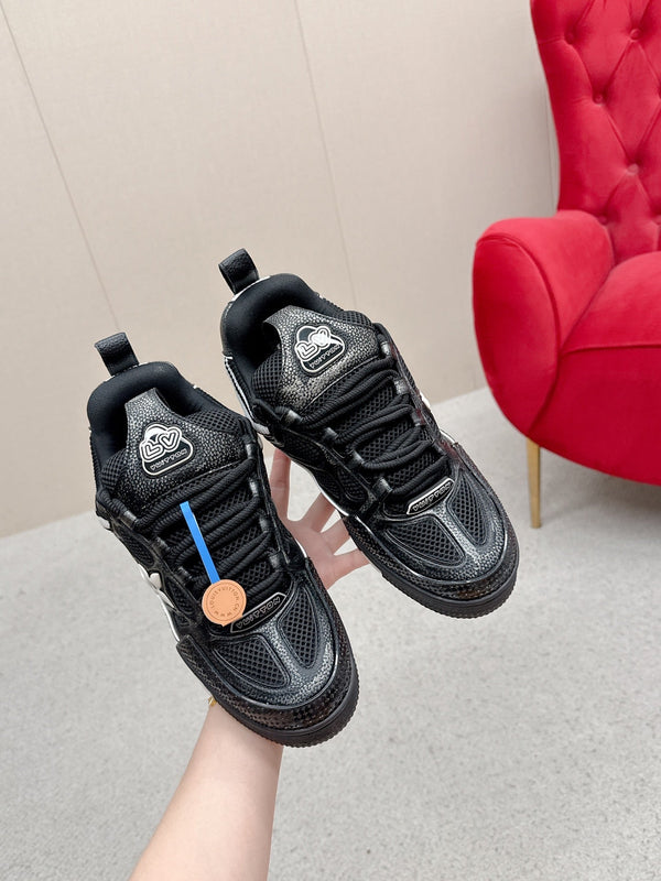 LV Trainer Sneaker Black White Cowhide and Mesh 528557