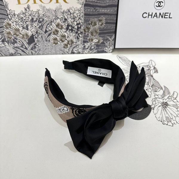 CAMEL BROWN FABRIC AND BLACK SATIN HEADBAND 168577