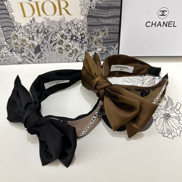 CAMEL BROWN FABRIC AND BLACK SATIN HEADBAND 168577