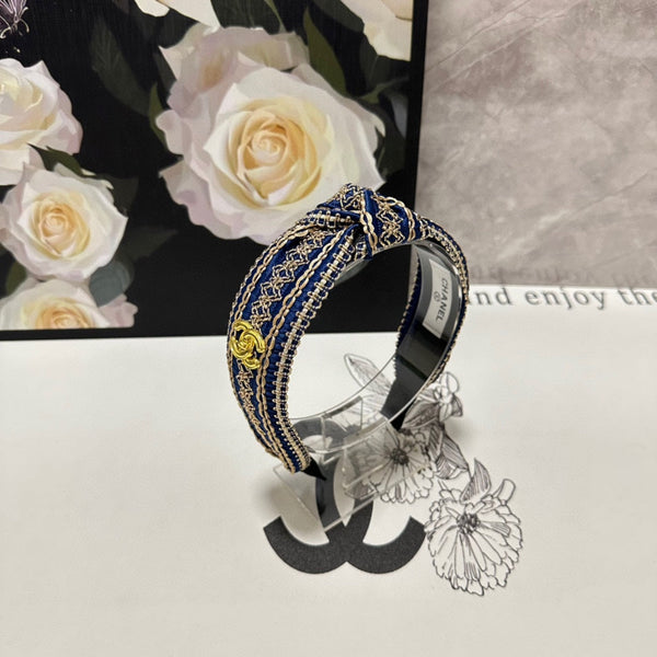 NAVY BLUE MIX LIGHT YELLOW FABRIC HEADBAND 168585