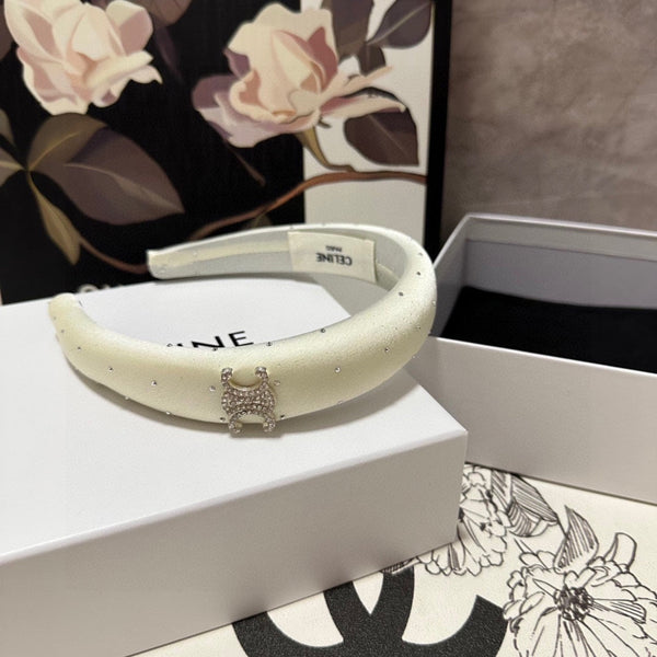 CERCHIETTO IN SETA BIANCA CON CRISTALLI 400484