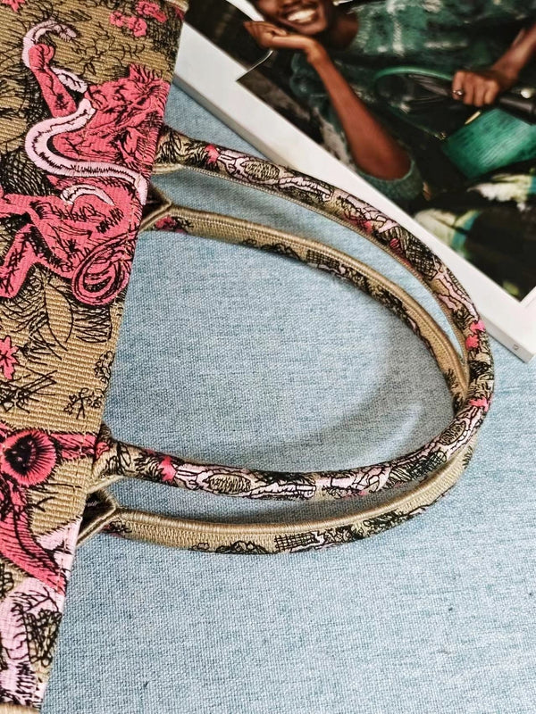 medium dioriviera 36 pink beige tiger embroidery canvas