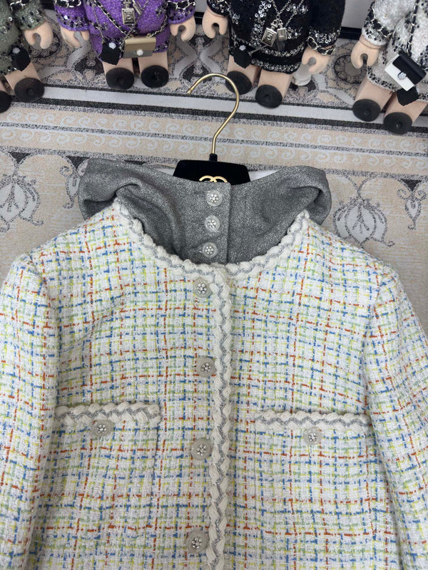 CC 25 Tweed Hooded Jacket Multicolor Cotton Wool 251972