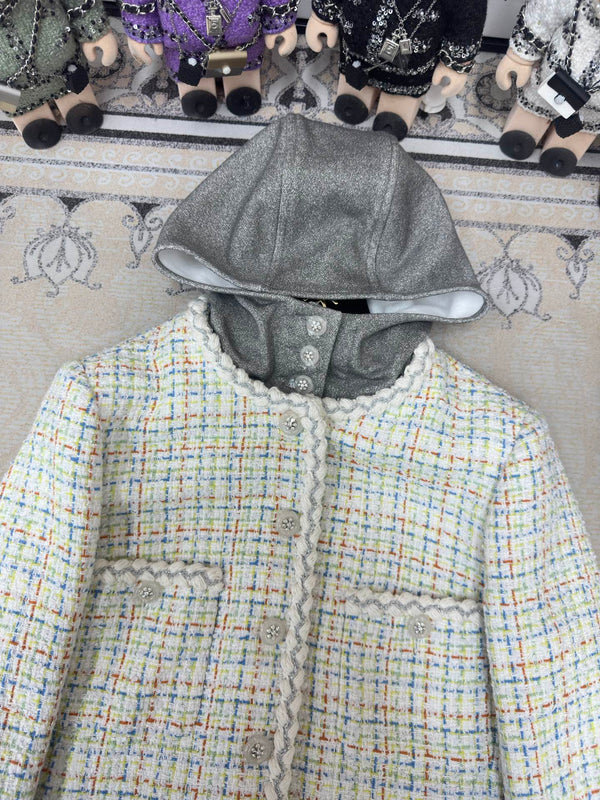 CC 25 Tweed Hooded Jacket Multicolor Cotton Wool 251972