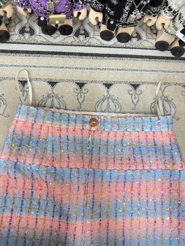 CC Tweed Skirt Blue Pink Lanie Wool Polyamide 251953