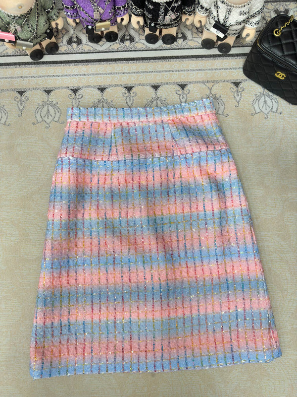 CC Tweed Skirt Blue Pink Lanie Wool Polyamide 251953