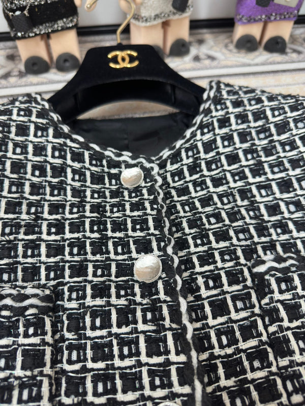 CC 25 Tweed Jacket Black White Cotton Polyester 251964