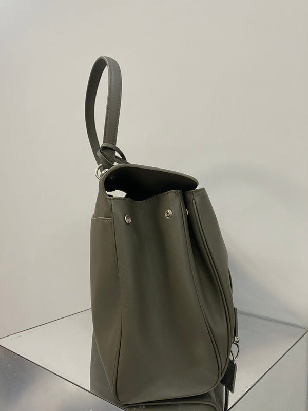RODEO LARGE BAG 40 IN KHAKI GREEN SMOOTH CALFSKIN SILVER HARDWARE