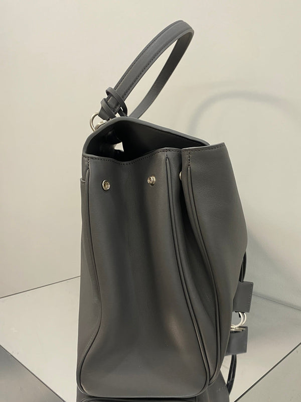 RODEO LARGE BAG 40 IN GREY SMOOTH CALFSKIN SILVER HARDWARE